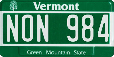 VT license plate NON984