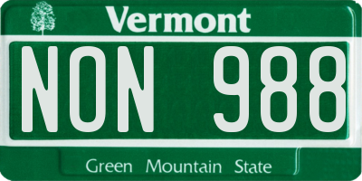 VT license plate NON988