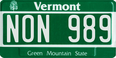 VT license plate NON989