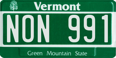 VT license plate NON991