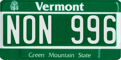VT license plate NON996