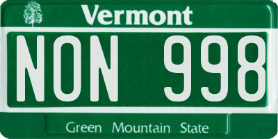 VT license plate NON998