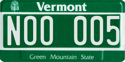 VT license plate NOO005