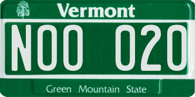 VT license plate NOO020