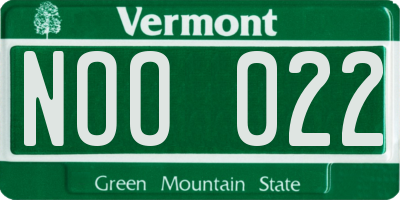 VT license plate NOO022