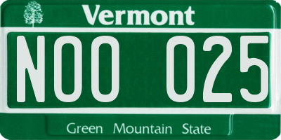 VT license plate NOO025