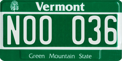 VT license plate NOO036
