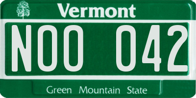 VT license plate NOO042