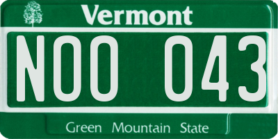 VT license plate NOO043