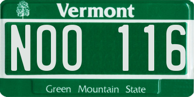 VT license plate NOO116