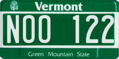 VT license plate NOO122