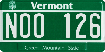 VT license plate NOO126