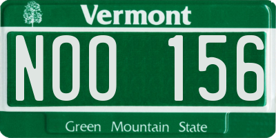 VT license plate NOO156