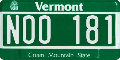 VT license plate NOO181