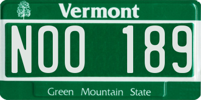 VT license plate NOO189