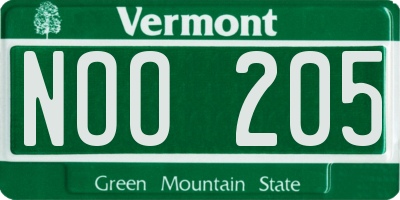 VT license plate NOO205