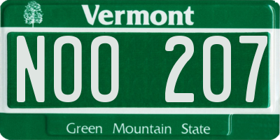 VT license plate NOO207