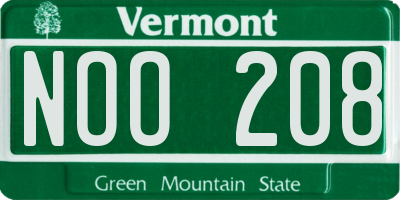 VT license plate NOO208