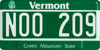 VT license plate NOO209