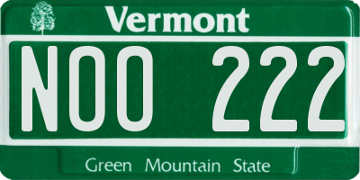 VT license plate NOO222