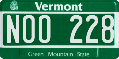 VT license plate NOO228