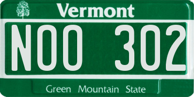 VT license plate NOO302