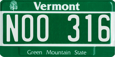 VT license plate NOO316