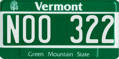 VT license plate NOO322