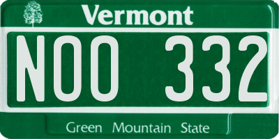VT license plate NOO332