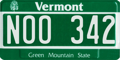 VT license plate NOO342