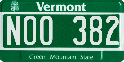 VT license plate NOO382