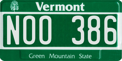 VT license plate NOO386