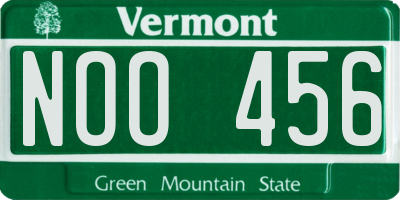 VT license plate NOO456
