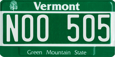 VT license plate NOO505
