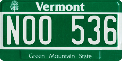 VT license plate NOO536