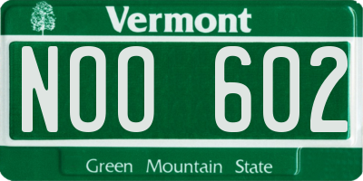 VT license plate NOO602
