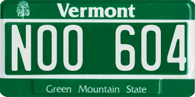 VT license plate NOO604