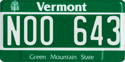 VT license plate NOO643