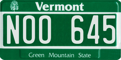 VT license plate NOO645