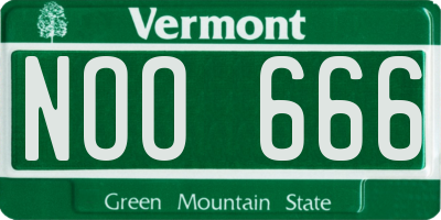 VT license plate NOO666