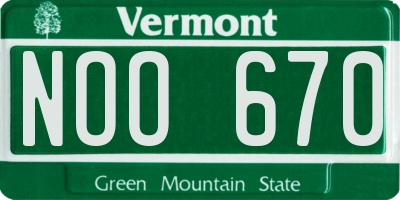 VT license plate NOO670