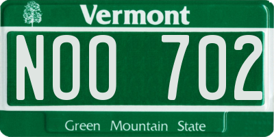 VT license plate NOO702
