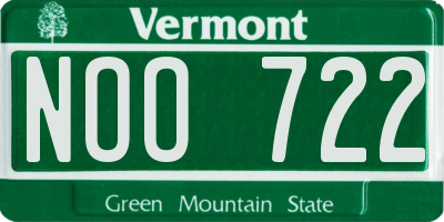 VT license plate NOO722