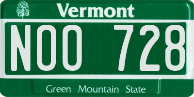 VT license plate NOO728