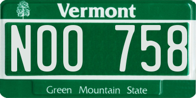 VT license plate NOO758