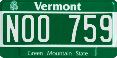 VT license plate NOO759