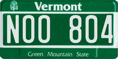 VT license plate NOO804