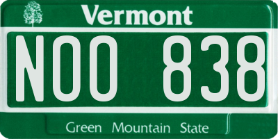VT license plate NOO838