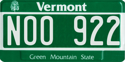 VT license plate NOO922