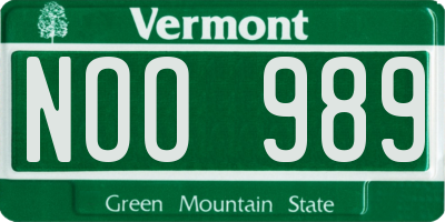 VT license plate NOO989